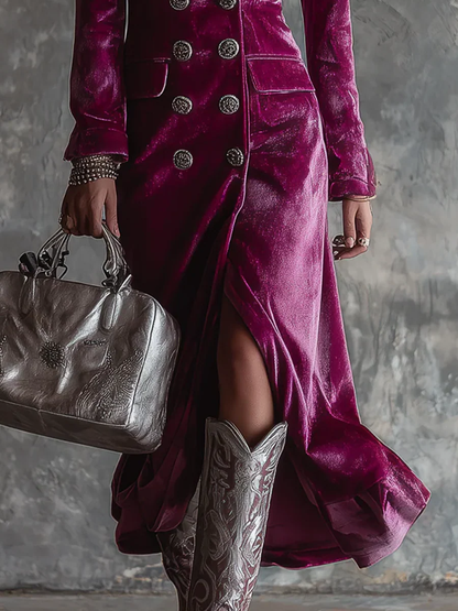 Danuta | Welurowa Sukienka Blazer Maxi