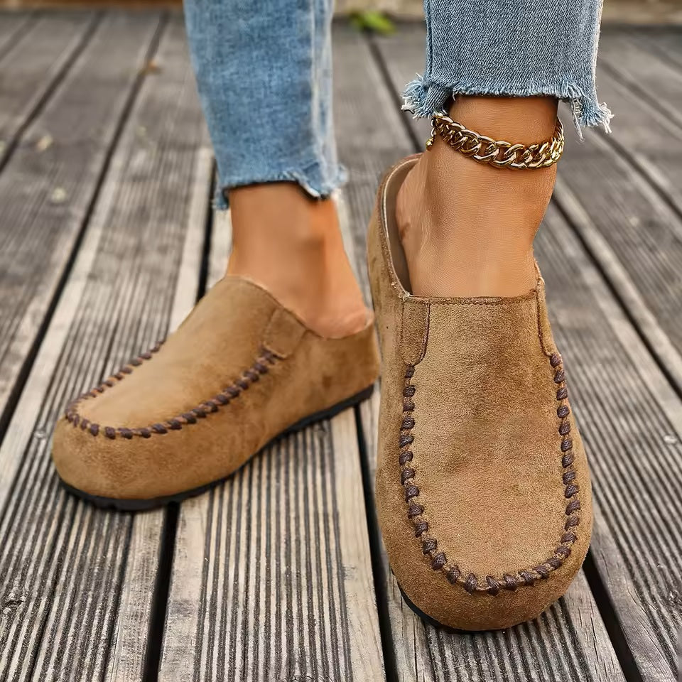 Damskie skórzane klapki ortopedyczne w stylu vintage